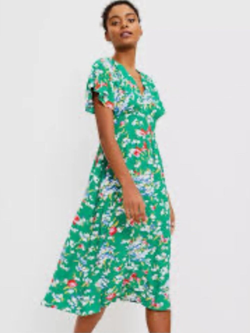 Loft green floral midi dress - Picture 2 of 11